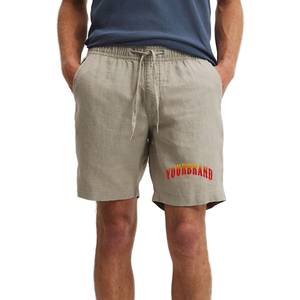 Pantalones Cortos Bermuda de Algodón de Color Sólido para Hombre, Cintura Media, con Cordón, Estilo Casual, Tejido Transpirable - Product Image 3