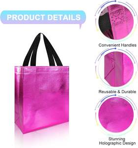 无纺布层压金属手柄礼品袋糖果袋中型无纺布闪亮大礼品袋派对生日 - Product Image 2