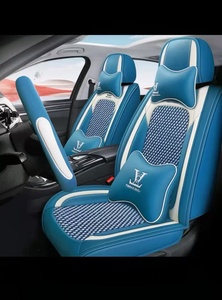 Housse de siège de voiture 5 places en cuir PVC noir, café, rouge, style tendance, toutes saisons, pour sept sièges - Product Image 3