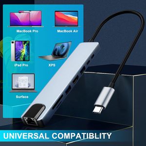 Thunderbolt 8-in-<span class=keywords><strong>1</strong></span> Docking Station HDTV 100W PD <span class=keywords><strong>TYPE</strong></span>-C Ethernet USB-C đối với MacBook <span class=keywords><strong>Pro</strong></span>/Dell XPS USB 3.0 giao diện Cổ Phiếu có sẵn - Product Image 2