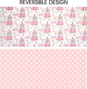 Baby shower Gift wrapping paper for girls Cartoon <b>pink</b> <b>bear</b> with moon pattern Double sided printing Customizable - Product Image 2