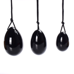 Factory Supply Natürliches schwarzes Obsidian-Rosenquarz-Kristall-Yoni-Ei-Set Vaginal-Gesichts massage gerät für Frauen für die Yoga-Praxis - Product Image 1