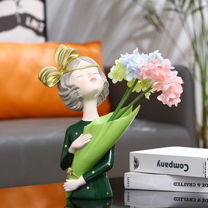 Figura Decorativa de Resina Epoxi con Diseño de Chica Nórdica con Ramo, Regalo de Cumpleaños, Adorno de Interior, Diseño Simple - Product Image 3