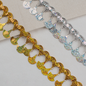 5MM DIY costura decorativa adornos de encaje dorado trenzado brillo lentejuelas borla flecos trenzado disfraz Tatting recorte de tela con cuentas - Product Image 4