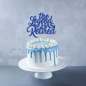 1 ชิ้น ท็อปเปอร์เค้กสีฟ้ากลิตเตอร์ ลาย The Legend Has Retired ตกแต่งเค้ก ขอบคุณสำหรับการเกษียณอย่างมีเกียรติ ลาลาที่มีความเครียด ต้อนรับเงินบำนาญ - Product Image 1