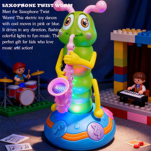 Jouet musical et lumineux universel pour tout-petits : insecte marcheur électrique mignon de dessin animé, ver torsadé saxophone pour enfants - Product Image 2