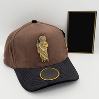 Casquette de baseball snapback à visière incurvée, personnalisée en gros, avec pendentif G5 Jésus en moissanite, étiquette métallique et broderie appliquée 3D, accessoires Gorra