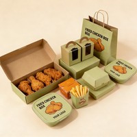 Boîte d'emballage pour hamburgers et frites en gros, boîte en papier pour poulet frit avec logo personnalisé, conteneur recyclable pour snacks et fast-food