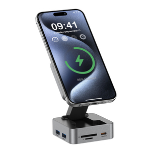 <span class=keywords><strong>Chargeur</strong></span> sans fil pliable multifonctionnel HD4K60hz Gigabit Ethernet USB 3.0 Lecteur de cartes SD TF 15W 10 en 1 Hub USB C magnétique - Product Image 1