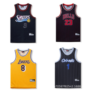 <span class=keywords><strong>Camiseta</strong></span> de malla de estilo retro americano Chaleco de baloncesto con estampado digital con - Product Image 3