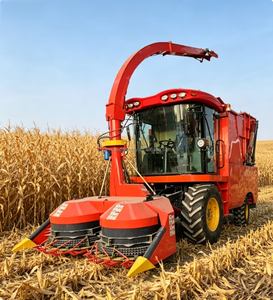 Conception moderne de ferme laitière : Moissonneuse de maïs ensilé avec rouleaux verticaux doubles précompressés - Product Image 1