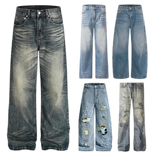 Jeans de Mezclilla Negros para <span class=keywords><strong>Hombre</strong></span>, Diseño OEM ODM, Costuras Blancas en Contraste, Corte Recto, Ajuste Regular, Estilo Casual Urbano - Product Image 4