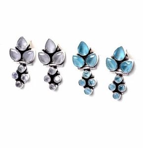 Pendientes de piedras preciosas de Calcedonia de Topacio Azul Natural de grado superior, pendientes de diseñador de joyería de moda para mujer en precio al por mayor - Product Image 1