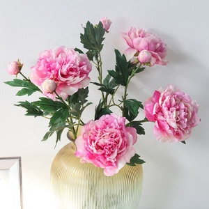 Fleurs artificielles de pivoine blanches et roses de haute qualité, 2 têtes, grandes, en tissu de soie, pour la décoration de la maison et de mariage, pour Noël et la remise des diplômes - Product Image 4