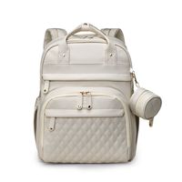 Sac à langer multifonctionnel en cuir PU, sac à dos pour maman avec lit bébé pliable et rideau pare-soleil pour les mamans