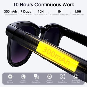 Gafas Inteligentes con Cámara, Gafas con Cámara de 8MP <span class=keywords><strong>para</strong></span> Vlogs, Viajes y Trabajo, Gafas de Sol con Grabación de Video 4K <span class=keywords><strong>para</strong></span> Hombres y Mujeres - Product Image 3