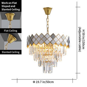 Lustres modernes de luxe en verre cristal K9 pour hôtel salon éclairage décoratif créatif avec télécommande tailles moyennes - Product Image 4