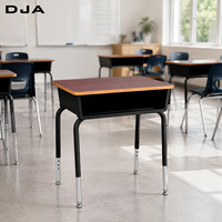 Bureau d'étudiant contemporain intelligent pour salle de classe, avec pieds chromés, tiroir métallique, garantie 15 ans, écologique, réglable en hauteur