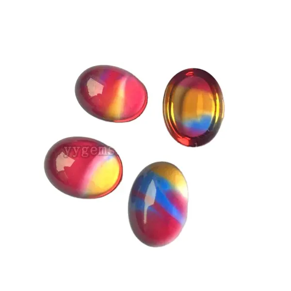 Цветные стеклянные кабошоны с плоской задней поверхностью, овальные хрустальные камни