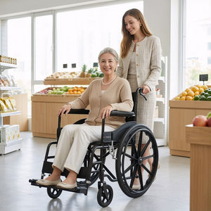 <span class=keywords><strong>Silla</strong></span> <span class=keywords><strong>de</strong></span> <span class=keywords><strong>Ruedas</strong></span> Plegable <span class=keywords><strong>de</strong></span> Primera Calidad, Pintada en Negro, con <span class=keywords><strong>Ruedas</strong></span> Resistentes <span class=keywords><strong>de</strong></span> una Sola Pieza, Frenos Dobles, Asiento Transpirable y Suave, Reposabrazos Esponjosos - Product Image 6