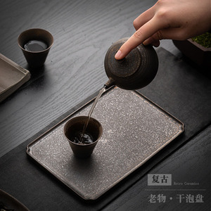 Bandeja de cerámica retro rectangular para té, bandeja de preparación en seco para juego de té Kung Fu, uso doméstico - Product Image 4