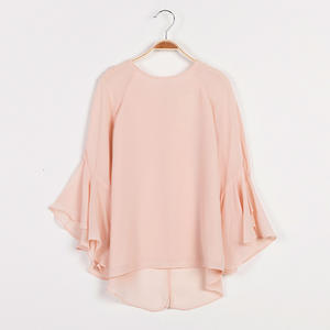 Blusa de Chifón con Diseño de Volantes en la Espalda y Mangas con Volantes para Niñas, Ropa Infantil de Diseño - Product Image 6