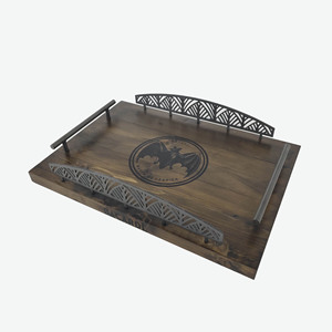 Bandeja de servicio de madera tallada <span class=keywords><strong>Bacardi</strong></span> con diseño antideslizante de textura marrón para bares y hoteles, bandeja de talla hecha a mano con estilo duradera - Product Image 5