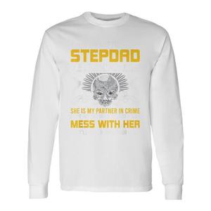 T-shirt a maniche lunghe Stepdad con scollo rotondo e design con stampa digitale per adulti, riunioni di famiglia, feste - Product Image 1