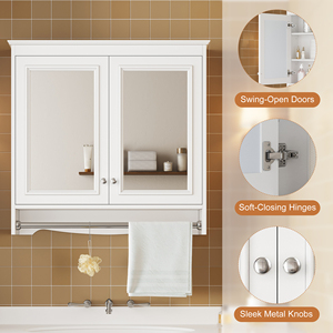 Gabinete de Baño con Espejo 3 en 1 de 30 Pulgadas, Montado en la Pared, con Estantes Ajustables, Puertas con Cierre Suave, Alta Definición - Product Image 5