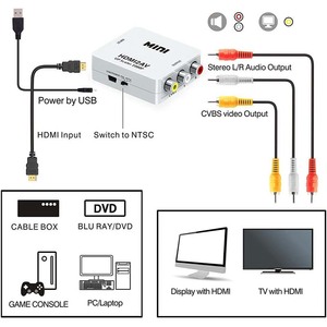 1080P <span class=keywords><strong>Mini</strong></span> HDMI2AV HDTV a AV <span class=keywords><strong>RCA</strong></span> Convertidor <span class=keywords><strong>Adaptador</strong></span> de audio y video compuesto para HDMI a 3RCA TV Computadora - Product Image 4
