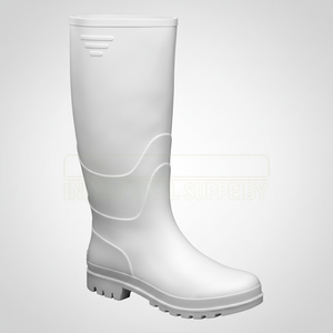 Chaussures de sécurité industrielles pour hommes, blanches, en PVC, avec protection des genoux - Product Image 1