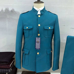 Hot Sale Slim Fit Stand Collar 2 Slits Business Groom Wedding <strong>Safari</strong> <strong>Suit</strong> for Men - Product Image 5