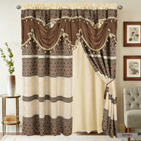 Voilage jacquard double couche à passe-tringe, motif floral, 100 % polyester, occultant et ignifuge pour chambre à coucher (vente en gros)