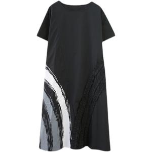 Taglia unica Han versione nuova ampia moda abito rotondo con scollo rotondo stampato di grandi dimensioni abito di media lunghezza - Product Image 3