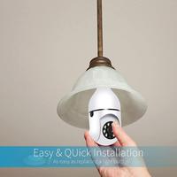 Caméra Ampoule E27 à Bas Prix, Rotation 360°, Caméra de Surveillance Intérieure Sans Fil E27 PTZ avec Carte Mémoire et Vision Nocturne