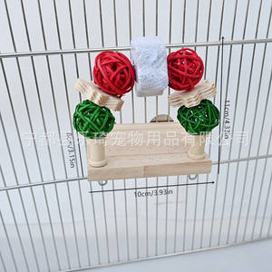 Set di decorazioni per gabbie per uccelli natalizi per pappagalli-pesce persico da masticare in legno con campanelli e giocattoli da masticare-regali per le vacanze alla rinfusa - Product Image 6