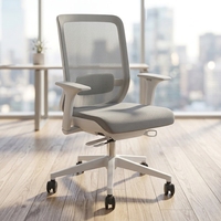 Chaise de bureau ergonomique moderne en maille avec soutien lombaire réglable, hauteur réglable, base en acier, dossier en nylon, fonction pivotante et inclinable
