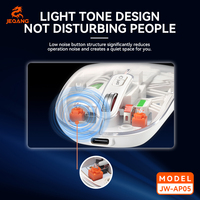Souris sans fil optique double mode 2,4G/5GHz JW-AP05, rétroéclairage RVB, 5 boutons, design ergonomique, coque transparente, charge Type-C