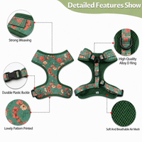 Ensemble Harnais Floral Personnalisé en Polyester pour Chien avec Collier Réglable, Laisse, Porte-Sac à Déchets et Nœud Papillon – Mode Personnalisée, Vente en Gros OEM