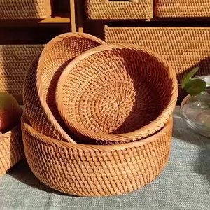 Cestino di frutta in Rattan ciotole cestino portaoggetti per pane fatto a mano ciotola da portata per Snack porta frutta rotonda organizzatore di cibo in <span class=keywords><strong>vimini</strong></span> - Product Image 5
