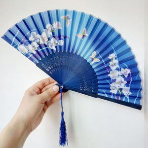 Trong Kho Gấp Tay Người Hâm Mộ Cho Đám Cưới Nhỏ Nhỏ Nhật Bản Tay <span class=keywords><strong>Fan</strong></span> Tùy Chỉnh In Logo 21Cm Vải Tre Tay Người Hâm Mộ - Product Image 5