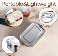 Boîte à bento en acier inoxydable Golden Key Wholesale de 1400 ml avec compartiments, étanche, en métal, avec clips de verrouillage, personnalisable OEM