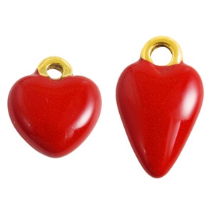 Pendentif cœur rouge en acier inoxydable 304 plaqué or 18 carats, breloque pour collier DIY - Product Image 1