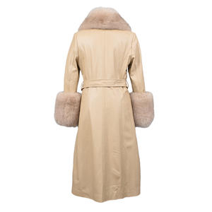 Offre Spéciale hiver Long manteau de fourrure en cuir de mouton en cuir véritable veste de fourrure femmes avec col en fourrure de renard poignets - Product Image 4
