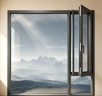 Ventanas Abatibles Modernas de Aluminio con Aislamiento Acústico, Personalizables en Tamaño y Color, Vidrio Templado de Doble Capa, Acero Inoxidable para el Hogar
