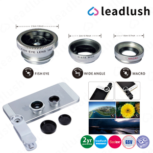 <span class=keywords><strong>Objectif</strong></span> 3-en-1 grand angle, macro et fisheye pour téléphones mobiles – Lentilles universelles pour smartphone avec clip pour utilisation sur lit ou bureau - Product Image 2