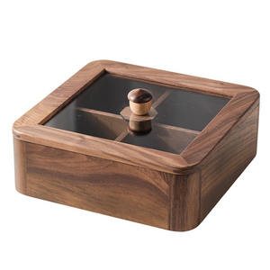 Boîte à fruits secs en <span class=keywords><strong>bois</strong></span>, plateau sectionnel multifonction pour conteneur <span class=keywords><strong>de</strong></span> stockage <span class=keywords><strong>de</strong></span> collations avec fenêtre transparente <span class=keywords><strong>sur</strong></span> le couvercle - Product Image 4