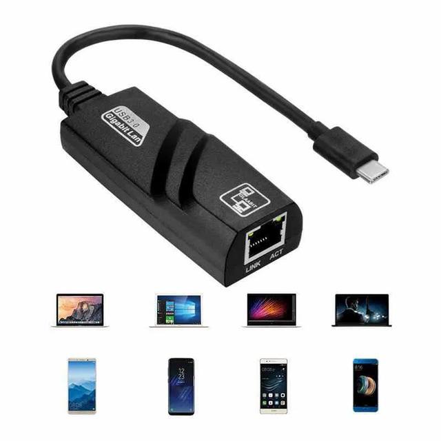 External OEM 10/100/1000 Mbps Type-C USB 3.0 Ethernet RJ45 LAN Gigabit Network Adapter Wired Stock Compatible Windows Desktop No