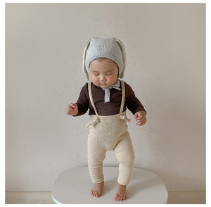 Nouveau <span class=keywords><strong>legging</strong></span> d'automne pour bébé fille et garçon, couleur unie, en coton côtelé, grande sangle en PP, combinaison pour bébé - Product Image 4