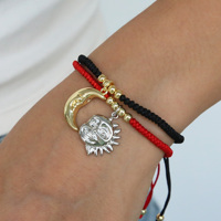 Bracelet tendance pour couples, soleil et lune, bracelet à cordon, plaqué or 18 carats, bracelet à breloque magnétique, cadeau de la Saint-Valentin pour les amoureux
